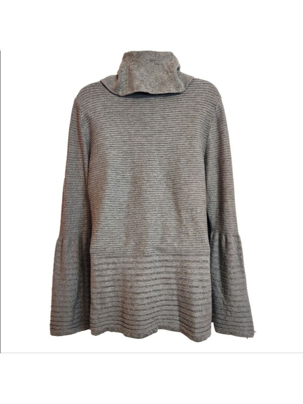 Calvin Klein Heather Grey Ribbed Cowl Neck Sweater Medium - Picture 4 of 7